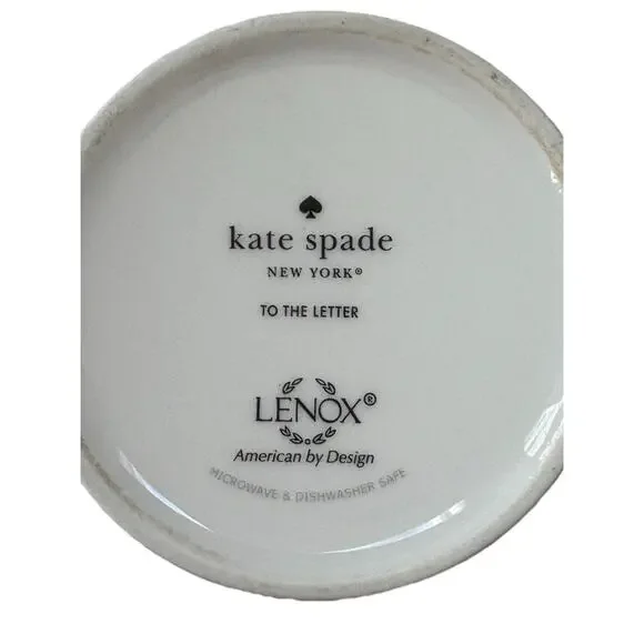 Kate Spade Lenox TO THE LETTER “P” Coffee Mug Orange White Black Stripes Cup - Picture 2 of 3